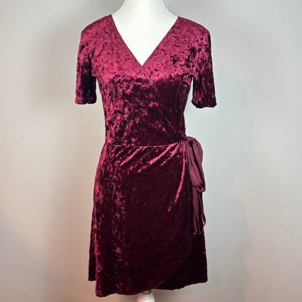 love ady red crushed velvet faux wrap dress Y2K Womens Medium holiday whimsigoth